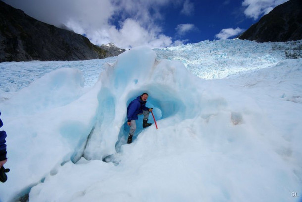 Franz Josef Glacier (полет на вертолете).