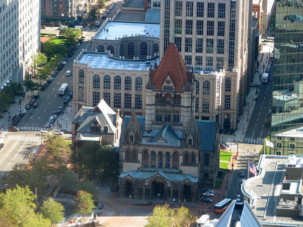 Boston. Prudential. Skywalk Observatory. New Old South Church. Christ-scientist center.