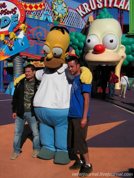 Los Angeles. Universal Studios Hollywood. Shrek 4D, Animal Actors, Simpsons Ride, Jurassic Park.